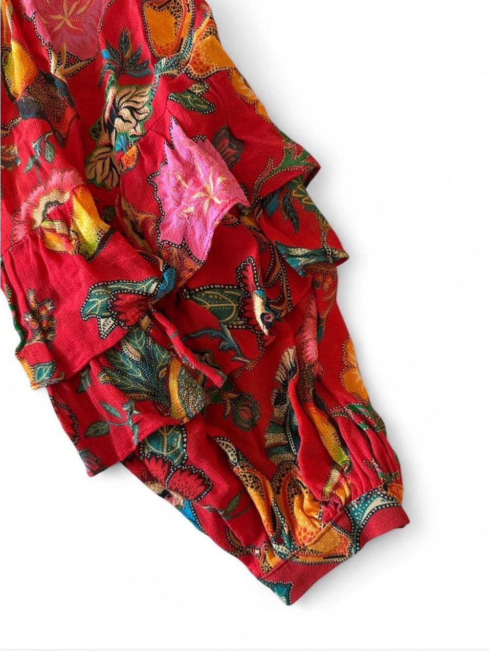 Farm Rio Anthropologie Tropical Toucan Tiered Mini Dress XS Petite Boho - Picture 5 of 8